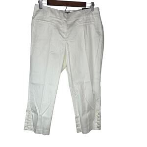 Sharagano chinos pants women's 8 white SLiM LEG CROP ankle comfortable